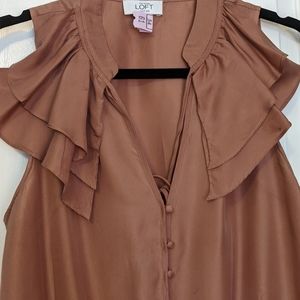 Ann Taylor Loft Milk Chocolate Silk Blouse-Size Medium- Super Soft